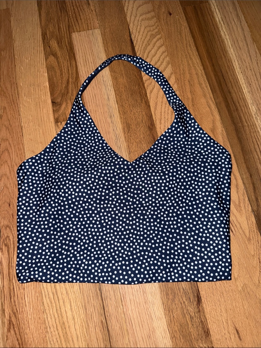 Abercrombie YPB Navy Polka Dot Halter Sports Bra